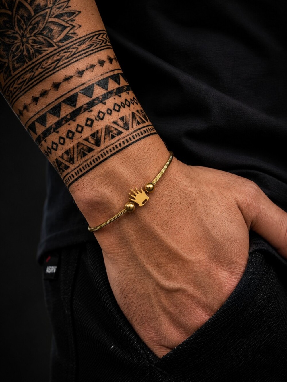Gold Stainless Steel Crown Logo Bracelet